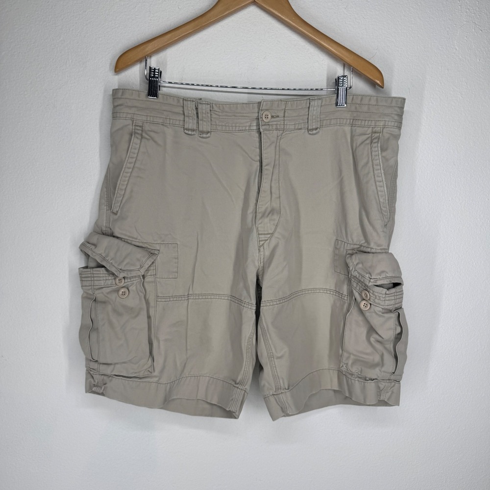 Polo Ralph Lauren Mens Tan Khaki Cotton Twill Cargo Shorts Size 38 Y2K Utility